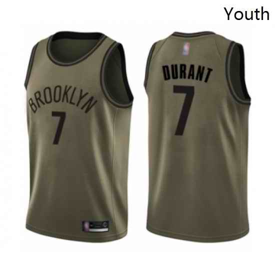 Youth Brooklyn Nets 7 Kevin Durant Swingman Green Salute to Service Basketball Jersey